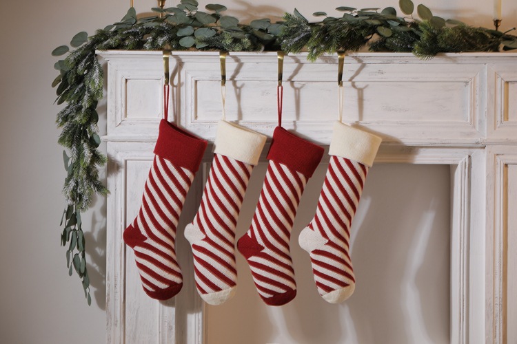 Striped Christmas Stockings Holiday Decorative Hanging Diagonal Stockings